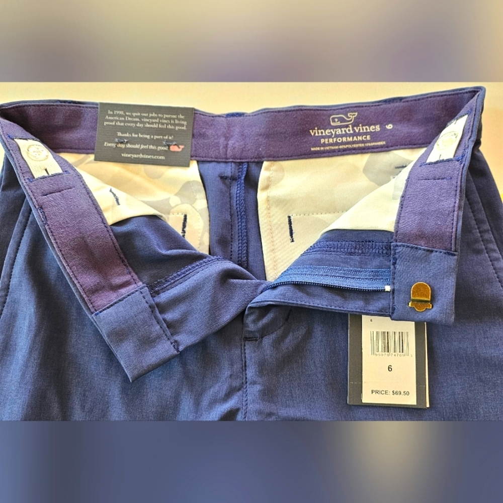 Vineyard Vines | boys, youth, size 6 | Performance Breaker Pants | Blue |NWT
